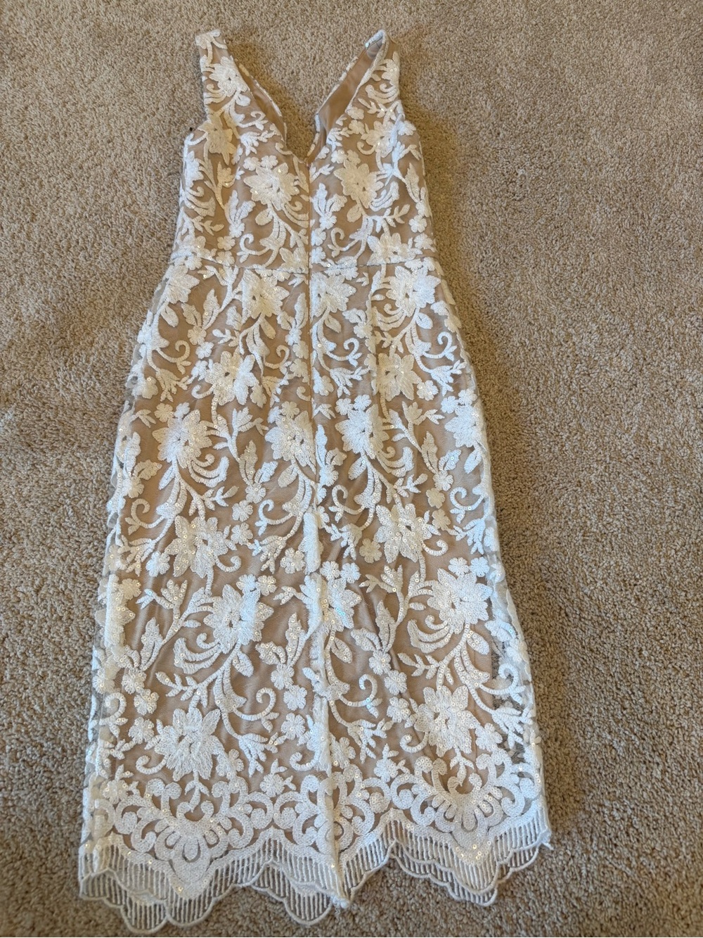 BHLDN Nude and White Lace Midi Dress - Picture 6 of 6